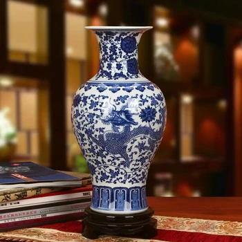 Цзиндэчжэнь керамические украшения для дома, декоративные поделки, голубые и белые фарфоровые вазы