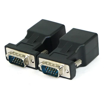 2 Упаковки Удлинителя VGA для подключения к сетевому кабелю RJ45 CAT5 CAT6 20M, адаптера COM-порта в LAN, преобразователя порта Ethernet