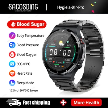 Безболезненные неинвазивные Смарт-Часы для измерения уровня сахара в крови, Мужские ЭКГ, PPG, Bluetooth-Часы, Здоровье, Кровяное Давление, Спортивные Умные Часы, Глюкометр, - <url>