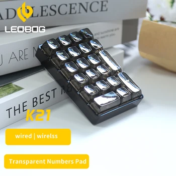 LEOBOG K21 Прозрачная внешняя цифровая клавиатура, механическая цифровая панель с возможностью горячей замены, Беспроводная проводная Bluetooth
