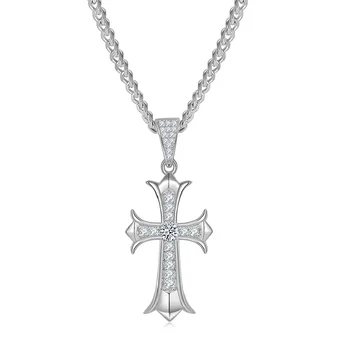 Винтажное ожерелье с крестом S925, серебряный кулон Mosan Diamond 3,0 мм, класс D, тренд унисекс