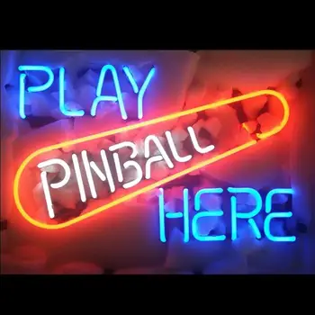 Пользовательская игра в пинбол Здесь, стеклянная неоновая световая вывеска Пивного бара