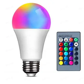 E27 Светодиодная RGB Лампа Прожекторная Лампа 85-265 В 220 В Bombillas LED 4 Вт 10 Вт 15 Вт ИК Пульт Дистанционного Управления Светодиодная Лампа Smart Led RGBW Лампа Домашнего Декора