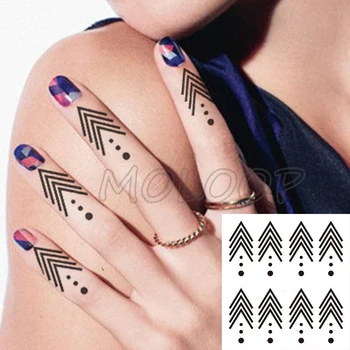 Водонепроницаемая татуировка, наклейка со стрелкой, точка, треугольник, тотем, поддельная татуировка, рука, шея, палец, перенос воды, вспышка, боди-арт, временная татуировка