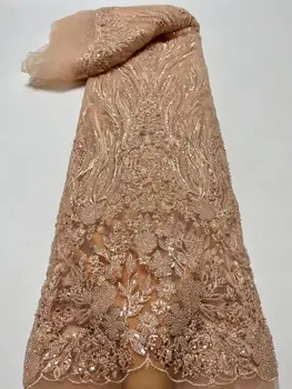 кружевная ткань с бисером, вышитый французский тюль, сетчатое кружево S-13062210, африканская ткань с пайетками fabirc для вечернего платья