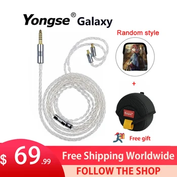 Yongse Galaxy Стерлингового Серебра 8 Core 2,5/4,4 мм/0,78 2PIN Сбалансированный кабель для обновления наушников mmcx Для ime HOLA Zero Winter Aria LAN