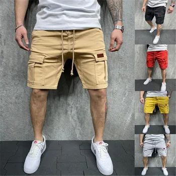 Приятные летние мужские шорты-карго в стиле поп-карго, повседневные спортивные тканые шорты, брюки длиной до колен, мужская уличная одежда, летние шорты