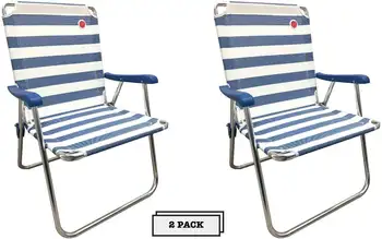 Новый стандартный складной походный стул (2 упаковки) СИНИЙ/БЕЛЫЙ