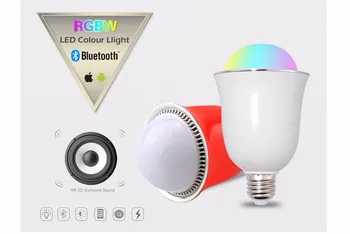20 шт./лот, умная RGB беспроводная Bluetooth-колонка, лампа для воспроизведения музыки E27, светодиодное освещение AC85-265V для украшения дома
