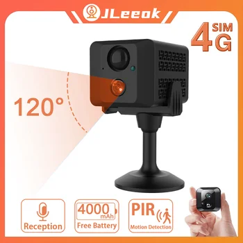 JLeeok 4K 8MP 4G Мини-камера PIR с Обнаружением движения, Встроенный аккумулятор 4000 мАч, WIFI Камера Видеонаблюдения, ИК Ночного Видения