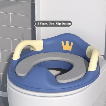 Новое поступление, Портативное детское сиденье для приучения к горшку для мальчиков и девочек, нескользящее, с брызговиком и ручками, подходит для круглых и овальных туалетов