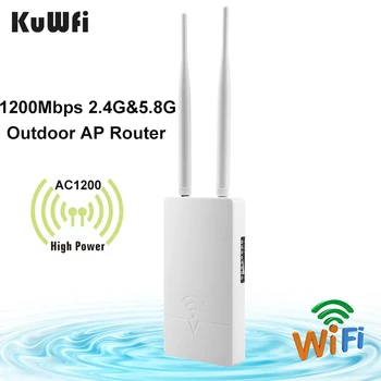 KuWFi 1200 Мбит/с Беспроводной Маршрутизатор точки Доступа Высокой Мощности Наружный Сетчатый Маршрутизатор С высоким коэффициентом усиления 2 * 5dBi WiFi Антенна Поддерживает Питание 24 В POE