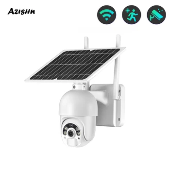 AZISHN 1080P 2,4 G WiFi IP-камера P2P Двухстороннее аудио AI Обнаружение человека 4-Кратный Цифровой Зум CCTV Наружная камера Безопасности С Sim 4G
