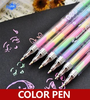 20 шт./лот, радужная разноцветная гелевая ручка, 6 в 1, цветной маркер в виде гуаши/пастели для школьников, акварельная живопись