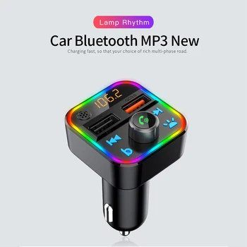 FM-передатчик, адаптер Bluetooth 5.0, Красочный автомобильный Mp3-плеер, громкая связь, 2 USB-порта с быстрой зарядкой PD QC 3.0, автомобильный комплект