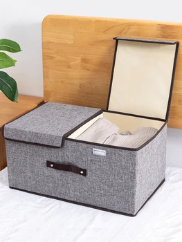 Коробка для хранения ткань хлопок лен отделочная коробка нижнее белье бытовая коробка для хранения артефакт гардероба большая складная коробка для одежды