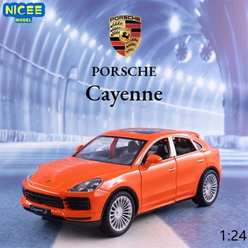 1:24 Porsche Cayenne S Turbo SUV Модель автомобиля из сплава, Литая под давлением Металлическая Игрушечная Модель Автомобиля, Коллекция Звука и света, Подарок для детей F384