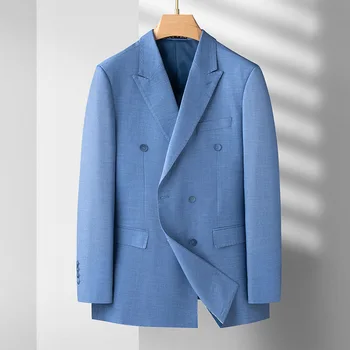 5728-мужские полосатые двубортные костюмы для отдыха 81 и мужской тонкий пиджак европейского образца, куртка