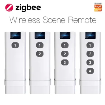1-4 Ключа Tuya ZigBee Smart Wireless Scene Switch Дистанционный Портативный Сценарий домашней автоматизации Дистанционное управление с Alexa Google