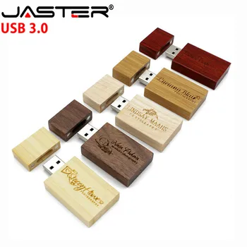Акция JASTER USB 3.0, 5 цветов (бесплатный логотип на заказ), креативный деревянный USB-накопитель 4 ГБ/8 ГБ/16 ГБ/32 ГБ/64 ГБ, USB-накопитель