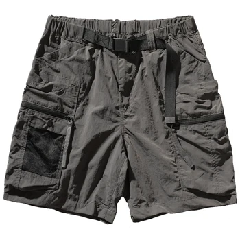Быстросохнущие сетчатые внутренние летние брюки, мужские классические повседневные спортивные брюки для улицы с несколькими карманами, шорты
