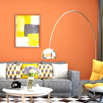 Водонепроницаемые и противообрастающие оранжевые обои, оранжевая спальня, сплошной цвет, однотонный современный простой фон для телевизора, обои для стен