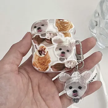 Ins 3d relif собака щенок брелок для ключей торт милый мультфильм imd беспроводной Bluetooth чехол для наушников Apple airpod 1 pro 2 2nd 3 box capa