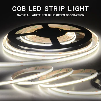 COB светодиодная лента высокой плотности линейного освещения 480/528led/m гибкая лента теплый натуральный белый красный синий зеленый декор DC12 24