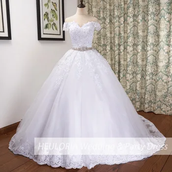 Бальное платье принцессы, Свадебное платье с открытыми плечами, платье невесты на шнуровке, большие размеры, robe de mariee, Кружевное Свадебное платье с бисером