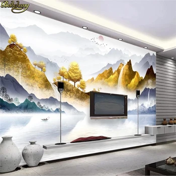beibehang papel de parede Пользовательские обои 3d фреска Jinshan Bafang to Caishui чернильный пейзаж гостиная ТВ фон стены