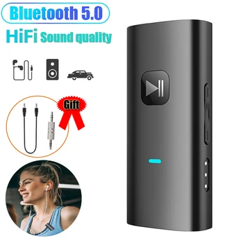 Беспроводной приемник JINSERTA Bluetooth 5,0 Аудио адаптер Музыкальный плеер с HD микрофоном для мобильного телефона, гарнитура, Автомобильная поддержка TF