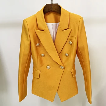 Высококачественная новейшая красивая дизайнерская куртка, женский классический двубортный приталенный блейзер с пуговицами в виде льва