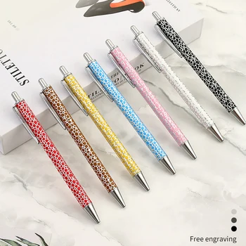 Новая модная роскошная многоцветная металлическая шариковая ручка с леопардовой текстурой, высококачественные ручки для письма, школьные офисные аксессуары, подарки