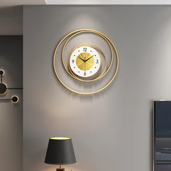 Золотые Большие современные настенные часы в гостиной Простой Скандинавский свет Роскошные Креативные Бесшумные настенные часы в гостиной Декоративные
