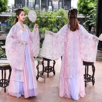 Традиционное Женское платье Ханфу с цветами 2021 года, Древнекитайский костюм, Красивый Танец Ханфу, Оригинальное Платье принцессы Династии Тан