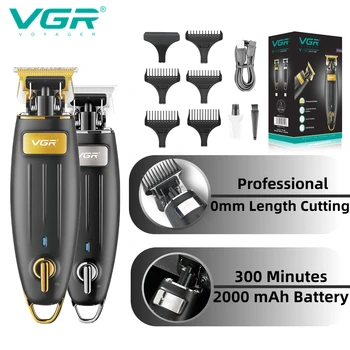 Машинка для стрижки волос VGR, Профессиональная Машинка для стрижки с Т-образным лезвием, Беспроводной Перезаряжаемый Триммер для волос, Электрические Машинки для стрижки волос 0 мм, Мужские V-192