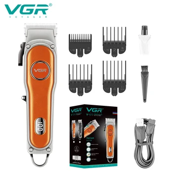 VGR Триммер для волос, Профессиональная Машинка для стрижки волос, Винтажная Машинка для стрижки волос, Светодиодный дисплей, Электрический Парикмахерский Триммер для салона V-673
