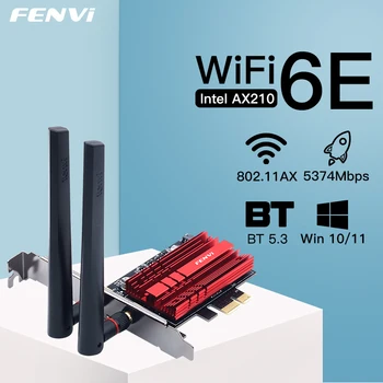 Fenvi Wi-Fi 6E 5374 Мбит/с 802.11AX Intel AX210 Беспроводной PCIe WiFi Адаптер 2,4 G /5G/6 ГГц AX210NGW Настольный ПК для Bluetooth 5,3 Win10