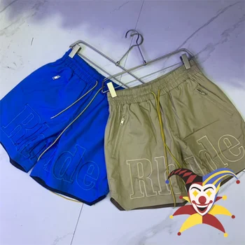 Синий, хаки, шорты-карго Rhude с множеством карманов, мужские, женские, 1:1, двухслойные бриджи RHUDE с вышитым логотипом