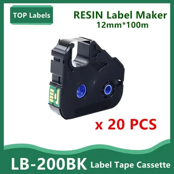 Лента для этикеток 20PK 12 мм, бирка для картриджа LB200BK, этикетки, бирка для принтера Canon MK1500/MK2100/MK2500, печать на корпусе из ПВХ