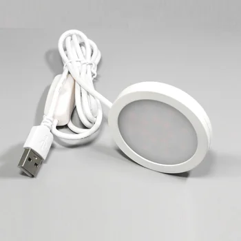 USB 5V Светодиодные Потолочные Точечные Светильники Ультратонкий Круглый Шкафный Прожектор с Переключателем Внутренняя Полка Аквариумный Дисплей Лампа Террариум 3W