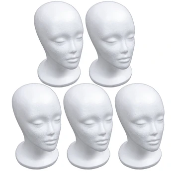 5X Женская модель головы Манекена из Пенопласта, Шляпа, парик, Подставка для дисплея, Стойка, Белый