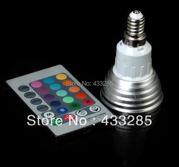 RGB E14 3W светодиодный точечный светильник с пультом дистанционного управления AC85-265V