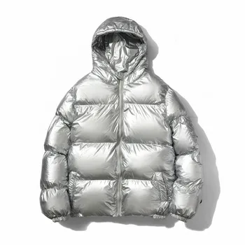 MRMT 2023 Брендовое зимнее мужское однотонное яркое хлопчатобумажное пальто, трендовое светоотражающее свободное пальто на молнии с капюшоном и утолщенной хлопчатобумажной подкладкой