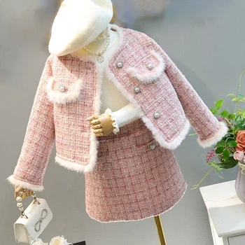 PTKPCC/Новые детские комплекты одежды из 2 предметов, модные весенне-зимние детские костюмы для девочек от 2 до 10 лет, Элегантный милый наряд