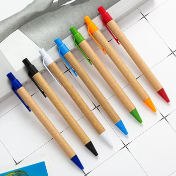 100 шт./лот Шариковая ручка из ЭКО-переработанной бумаги Шариковая ручка Экологичная шариковая ручка Школьные принадлежности