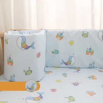 Утолщенный хлопковый цельный бампер для детской кровати Four Seasons, Универсальные детские дышащие бамперы для кровати для мальчиков и девочек, Мультяшный бампер для кровати