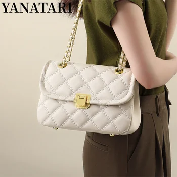Роскошная сумка из натуральной кожи, известная дизайнерская сумка через плечо, сумка на цепочке из воловьей кожи, белые женские сумки в корейском стиле для женщин