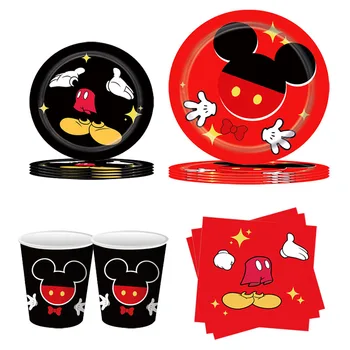 Disney Mickey Mouse baby shower happy birthday party Одноразовая посуда бумажная тарелка чашка для украшения вечеринки в честь ребенка