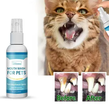 Нетоксичный спрей для чистки зубов для собак и кошек, 100 мл, стоматологический спрей для домашних животных Для устранения неприятного запаха изо рта и профилактики заболеваний полости рта P0U6